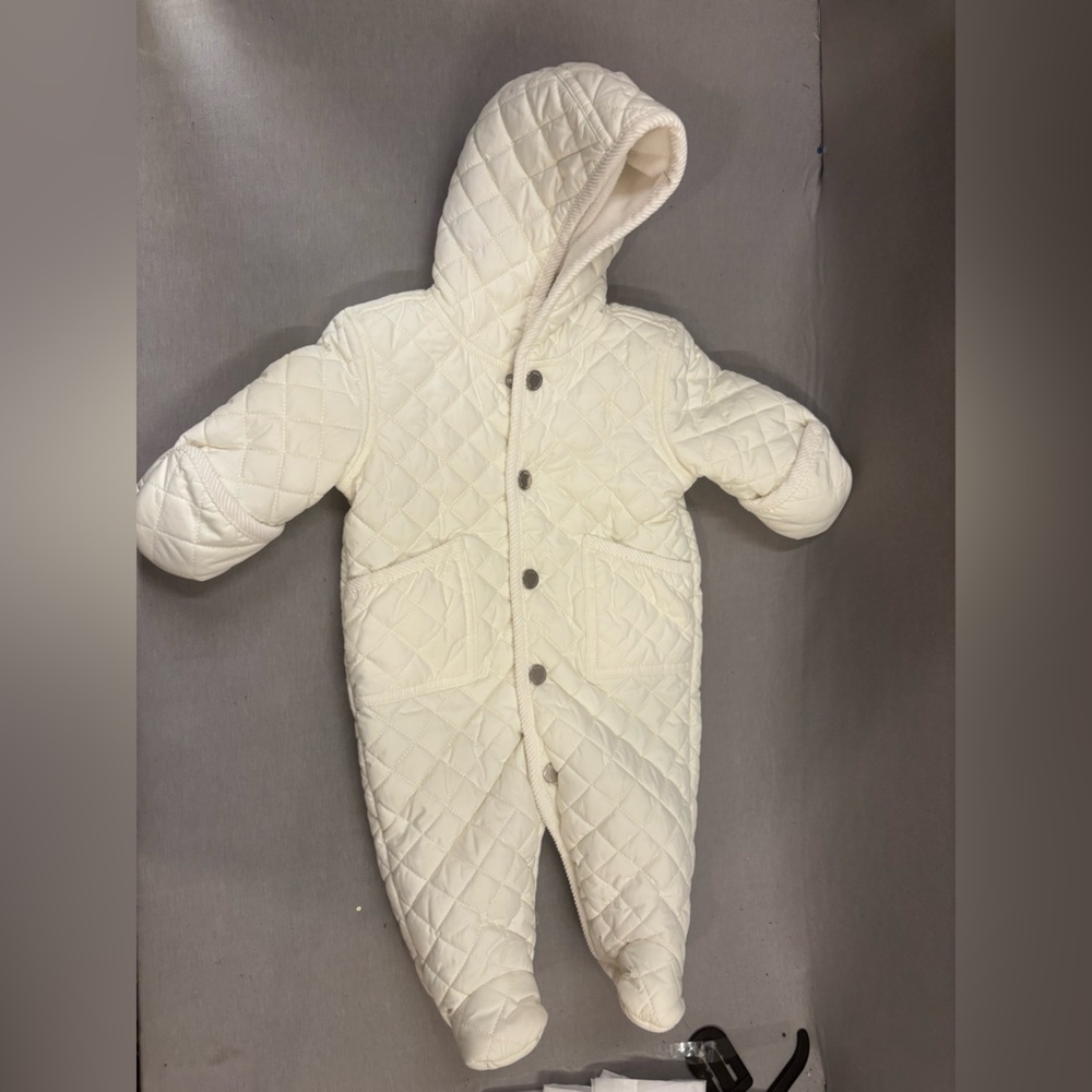 Ralph Lauren Ivory Quilted infant snow suit. Size 3month unisex.
